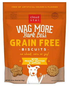 CloudStar Wag More Bark Less Crispy Biscuits w/ Peanut Butter & Apples