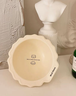 WuliHana Pet Ruffle Ceramic Bowl