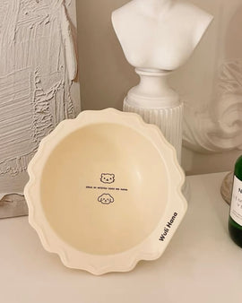 WuliHana Pet Ruffle Ceramic Bowl