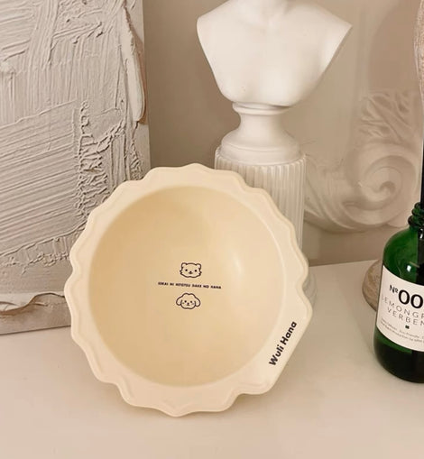 WuliHana Pet Ruffle Ceramic Bowl
