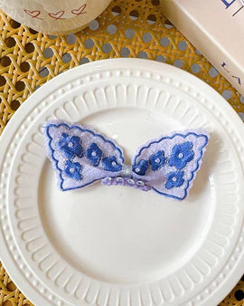 Daisy Embroidery Bow Pet Hairclip