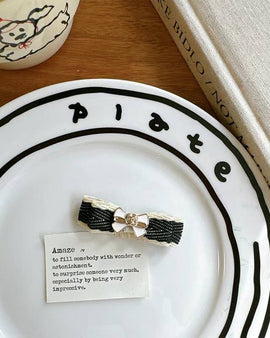 Black Ribbon Bow Charm Hairclip