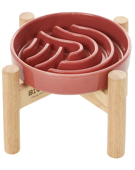 Slow Feeder Dog Bowls with Wood Stand